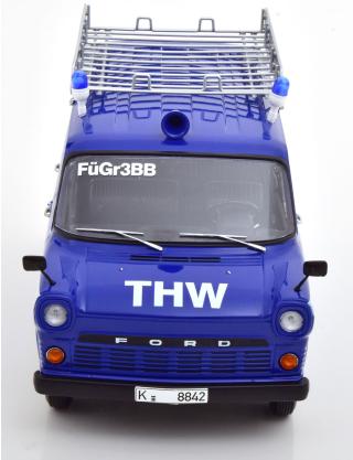 Ford Transit THW Köln 1965 mit Dachgepäckträger KK-Scale 1:18 Metallmodell (Türen, Motorhaube... nicht zu öffnen!)