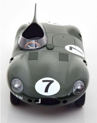 Jaguar D-Type Longnose No.7, 24h Le Mans 1955 Rolt Hamilton mit abnhembarer Haube auf der Beifahrerseite CMR 1:18 Metallmodell (Motorhaube... nicht zu öffnen!)