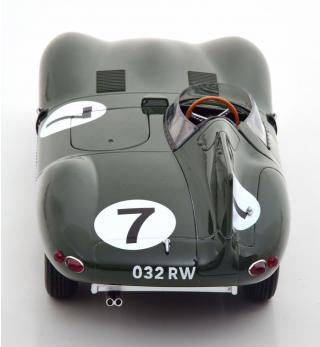 Jaguar D-Type Longnose No.7, 24h Le Mans 1955 Rolt Hamilton mit abnhembarer Haube auf der Beifahrerseite CMR 1:18 Metallmodell (Motorhaube... nicht zu öffnen!)