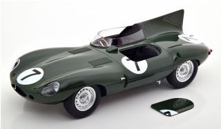 Jaguar D-Type Longnose No.7, 24h Le Mans 1955 Rolt Hamilton mit abnhembarer Haube auf der Beifahrerseite CMR 1:18 Metallmodell (Motorhaube... nicht zu öffnen!)