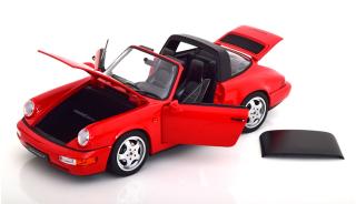 Porsche 911 (964) Carrera 4 Targa 1990 rot Limited Edition 1000 pcs.  Norev 1:18 Metallmodell 2 Türen, Motorhaube und Kofferraum zu öffnen!