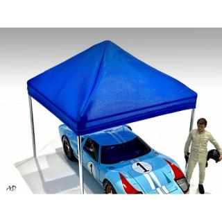 Accessory - Canopy (Chrome frame Blue canopy cover) American Diorama 1:18 (Auto und Figuren nicht enthalten!)