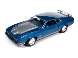 Ford Mustang Mach 1 1971 MCACN - Code-6 Silver Blue Metallic Auto World 1:18