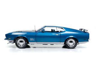 Ford Mustang Mach 1 1971 MCACN - Code-6 Silver Blue Metallic Auto World 1:18