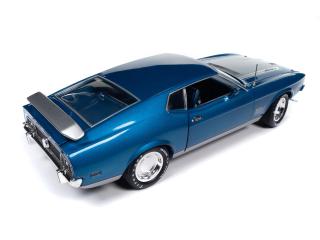 Ford Mustang Mach 1 1971 MCACN - Code-6 Silver Blue Metallic Auto World 1:18