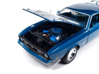 Ford Mustang Mach 1 1971 MCACN - Code-6 Silver Blue Metallic Auto World 1:18