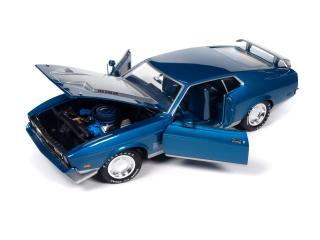 Ford Mustang Mach 1 1971 MCACN - Code-6 Silver Blue Metallic Auto World 1:18