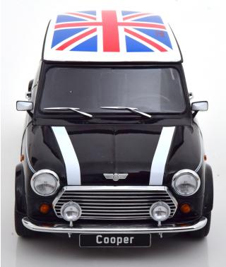 Mini Cooper Linkslenker schwarz/weiß mit Union Jack, mit zu öffnenden Türen KK-Scale 1:12