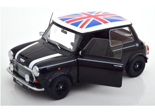 Mini Cooper Linkslenker schwarz/weiß mit Union Jack, mit zu öffnenden Türen KK-Scale 1:12