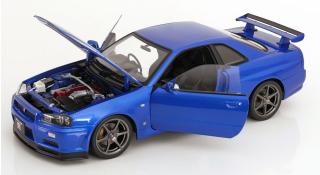 Nissan Skyline GT-R R34 V-Spec II 2001 mit OEM-Felgen  blaumetallic KK-Scale 1:12 Metallmodell