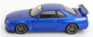 Nissan Skyline GT-R R34 V-Spec II 2001 mit OEM-Felgen  blaumetallic KK-Scale 1:12 Metallmodell