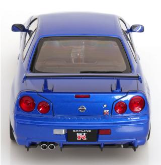 Nissan Skyline GT-R R34 V-Spec II 2001 mit OEM-Felgen  blaumetallic KK-Scale 1:12 Metallmodell