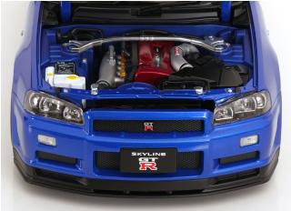 Nissan Skyline GT-R R34 V-Spec II 2001 mit OEM-Felgen  blaumetallic KK-Scale 1:12 Metallmodell