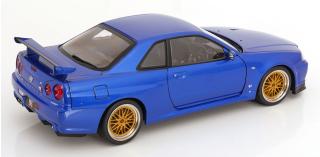 Nissan Skyline GT-R R34 V-Spec II 2001 mit BBS-Felgen  blaumetallic KK-Scale 1:12 Metallmodell