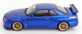 Nissan Skyline GT-R R34 V-Spec II 2001 mit BBS-Felgen  blaumetallic KK-Scale 1:12 Metallmodell