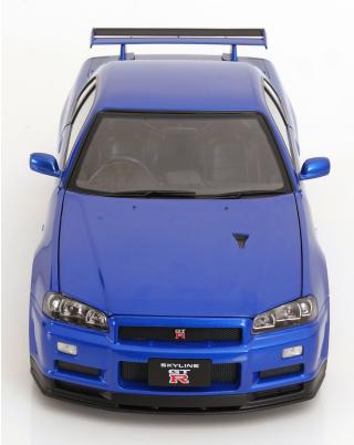 Nissan Skyline GT-R R34 V-Spec II 2001 mit BBS-Felgen  blaumetallic KK-Scale 1:12 Metallmodell