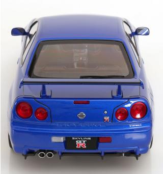 Nissan Skyline GT-R R34 V-Spec II 2001 mit BBS-Felgen  blaumetallic KK-Scale 1:12 Metallmodell