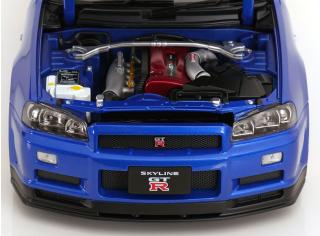 Nissan Skyline GT-R R34 V-Spec II 2001 mit BBS-Felgen  blaumetallic KK-Scale 1:12 Metallmodell