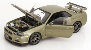 Nissan Skyline GT-R R34 V-Spec Nür 2001 mit OEM-Felgen  hellgrün-metallic KK-Scale 1:12 Metallmodell