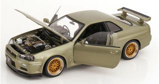 Nissan Skyline GT-R R34 V-Spec Nür 2001 mit BBS-Felgen  hellgrün-metallic KK-Scale 1:12 Metallmodell