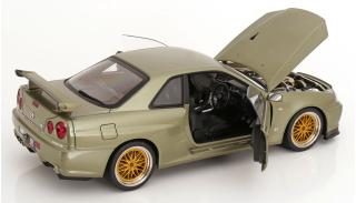 Nissan Skyline GT-R R34 V-Spec Nür 2001 mit BBS-Felgen  hellgrün-metallic KK-Scale 1:12 Metallmodell
