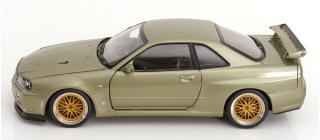 Nissan Skyline GT-R R34 V-Spec Nür 2001 mit BBS-Felgen  hellgrün-metallic KK-Scale 1:12 Metallmodell