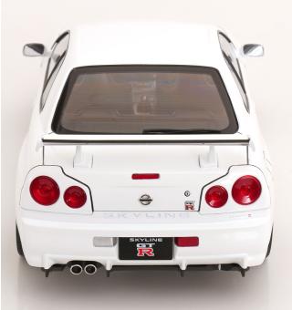 Nissan Skyline GT-R R34 V-Spec II 2001 mit OEM-Felgen  weiß KK-Scale 1:12 Metallmodell