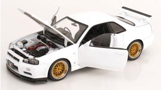 Nissan Skyline GT-R R34 V-Spec II 2001 mit BBS-Felgen  weiß KK-Scale 1:12 Metallmodell