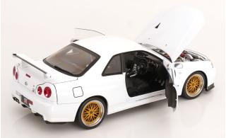 Nissan Skyline GT-R R34 V-Spec II 2001 mit BBS-Felgen  weiß KK-Scale 1:12 Metallmodell