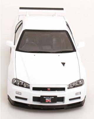 Nissan Skyline GT-R R34 V-Spec II 2001 mit BBS-Felgen  weiß KK-Scale 1:12 Metallmodell