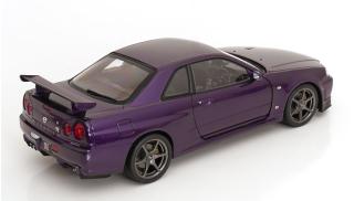 Nissan Skyline GT-R R34 V-Spec II 2001 mit OEM-Felgen violett-metallic KK-Scale 1:12 Metallmodell