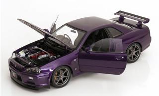 Nissan Skyline GT-R R34 V-Spec II 2001 mit OEM-Felgen violett-metallic KK-Scale 1:12 Metallmodell