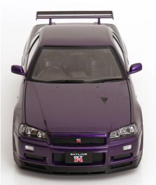 Nissan Skyline GT-R R34 V-Spec II 2001 mit OEM-Felgen violett-metallic KK-Scale 1:12 Metallmodell