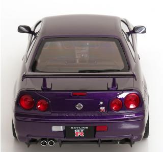 Nissan Skyline GT-R R34 V-Spec II 2001 mit OEM-Felgen violett-metallic KK-Scale 1:12 Metallmodell