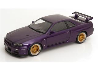 Nissan Skyline GT-R R34 V-Spec II 2001 mit BBS-Felgen violett-metallic KK-Scale 1:12 Metallmodell