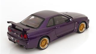Nissan Skyline GT-R R34 V-Spec II 2001 mit BBS-Felgen violett-metallic KK-Scale 1:12 Metallmodell