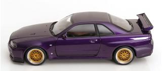 Nissan Skyline GT-R R34 V-Spec II 2001 mit BBS-Felgen violett-metallic KK-Scale 1:12 Metallmodell