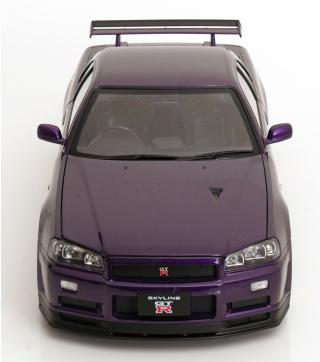 Nissan Skyline GT-R R34 V-Spec II 2001 mit BBS-Felgen violett-metallic KK-Scale 1:12 Metallmodell