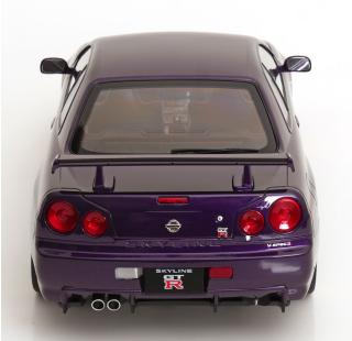 Nissan Skyline GT-R R34 V-Spec II 2001 mit BBS-Felgen violett-metallic KK-Scale 1:12 Metallmodell