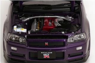 Nissan Skyline GT-R R34 V-Spec II 2001 mit BBS-Felgen violett-metallic KK-Scale 1:12 Metallmodell