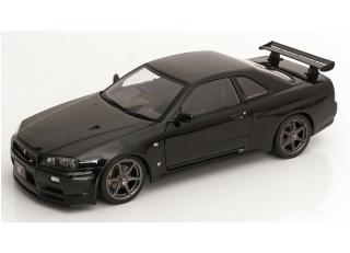 Nissan Skyline GT-R R34 V-Spec II 2001 mit OEM-Felgen schwarz KK-Scale 1:12 Metallmodell