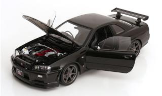Nissan Skyline GT-R R34 V-Spec II 2001 mit OEM-Felgen schwarz KK-Scale 1:12 Metallmodell