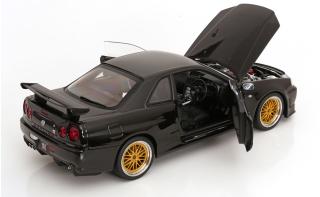 Nissan Skyline GT-R R34 V-Spec II 2001 mit BBS-Felgen schwarz KK-Scale 1:12 Metallmodell