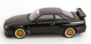 Nissan Skyline GT-R R34 V-Spec II 2001 mit BBS-Felgen schwarz KK-Scale 1:12 Metallmodell