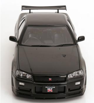 Nissan Skyline GT-R R34 V-Spec II 2001 mit BBS-Felgen schwarz KK-Scale 1:12 Metallmodell