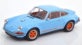 Singer Porsche 911 Coupe, lightblue/orange KK-Scale 1:18 Metallmodell (Türen, Motorhaube... nicht zu öffnen!)