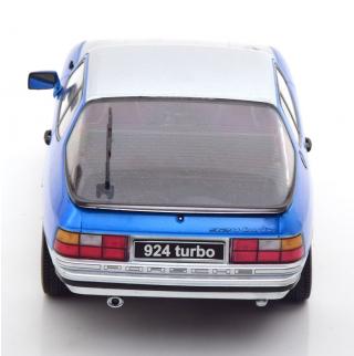 Porsche 924 Turbo 1986 silber/blaumetallic KK-Scale 1:18 Metallmodell (Türen, Motorhaube... nicht zu öffnen!)