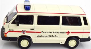 VW T3 Bus Deutsches Rotes Kreuz 1987 creme/rot KK-Scale 1:18 Metallmodell (Türen, Motorhaube... nicht zu öffnen!)