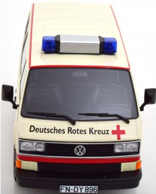 VW T3 Bus Deutsches Rotes Kreuz 1987 creme/rot KK-Scale 1:18 Metallmodell (Türen, Motorhaube... nicht zu öffnen!)