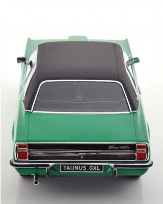Ford Taunus GXL Limousine mit Vinyldach 1971  grün/mattschwarz KK-Scale 1:18 Metallmodell (Türen, Motorhaube... nicht zu öffnen!)